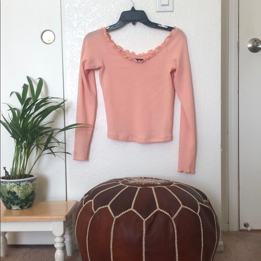 Ribbed sweater slightly off the shoulder
